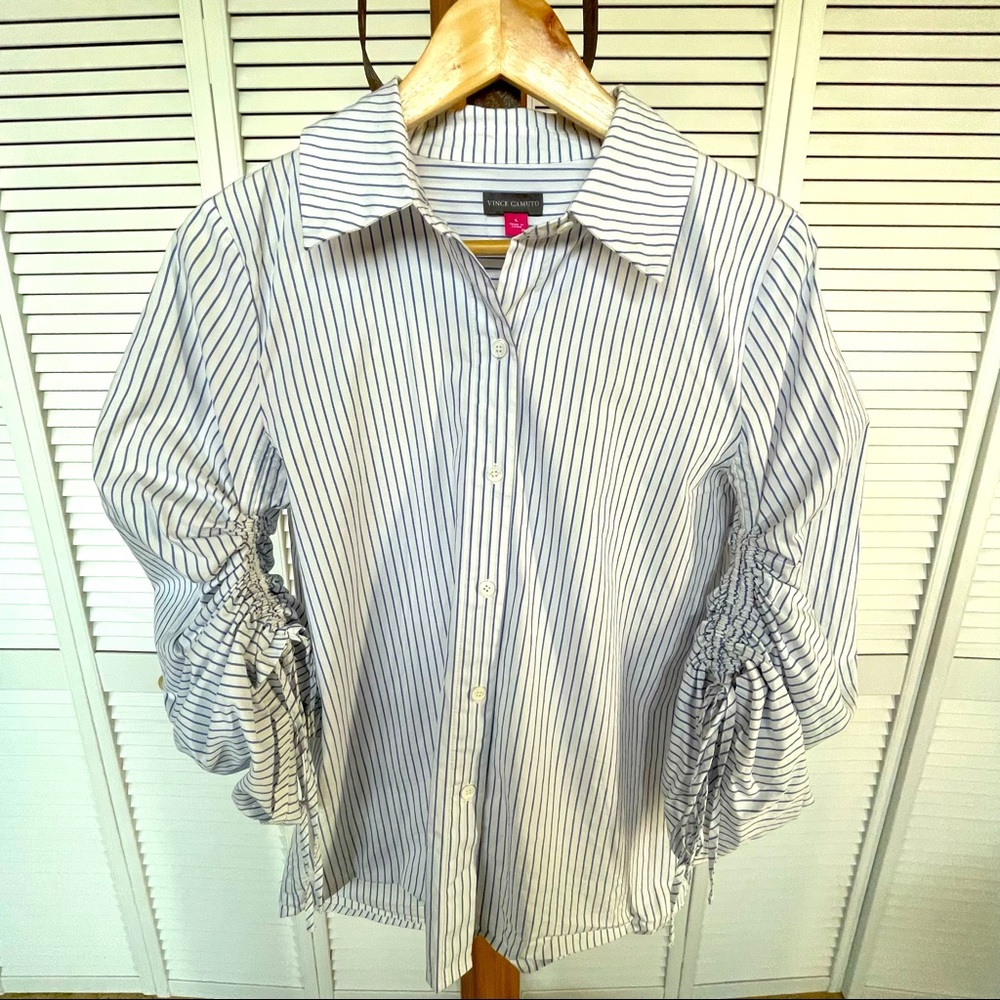 Vince Camuto blue striped button down, Small